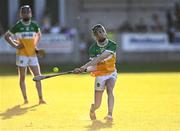 15 May 2024; Adam Screeney of Offaly takes a free during the oneills.com Leinster GAA Hurling U20 Championship semi-final match between Offaly and Kilkenny at Glenisk O'Connor Park in Tullamore, Offaly. Photo by Piaras Ó Mídheach/Sportsfile