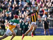 15 May 2024; Niall Shortall of Kilkenny wins possession ahead of Ruairí Kelly of Offaly during the oneills.com Leinster GAA Hurling U20 Championship semi-final match between Offaly and Kilkenny at Glenisk O'Connor Park in Tullamore, Offaly. Photo by Piaras Ó Mídheach/Sportsfile