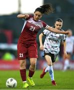 15 May 2024; Mira Natour of Palestine during the international solidarity match between Bohemians and Palestine at Dalymount Park in Dublin. Photo by Shauna Clinton/Sportsfile