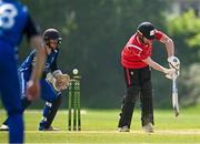16 May 2024; Jordan Neil of Munster Reds is bowled out during the Inter-Provincial IP20 Trophy match between Leinster Lightning and Munster Reds at Sydney Parade, Sandymount in Dublin. Photo by Harry Murphy/Sportsfile