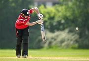 16 May 2024; Jordan Neil of Munster Reds bats during the Inter-Provincial IP20 Trophy match between Leinster Lightning and Munster Reds at Sydney Parade, Sandymount in Dublin. Photo by Harry Murphy/Sportsfile