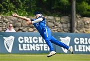 16 May 2024; David Delany of Leinster Lightning catches out Joshua Manley of Munster Reds during the Inter-Provincial IP20 Trophy match between Leinster Lightning and Munster Reds at Sydney Parade, Sandymount in Dublin. Photo by Harry Murphy/Sportsfile