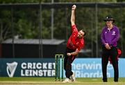 16 May 2024; Liam McCarthy of Munster Reds bowls during the Inter-Provincial IP20 Trophy match between Leinster Lightning and Munster Reds at Sydney Parade, Sandymount in Dublin. Photo by Harry Murphy/Sportsfile