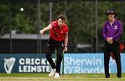 16 May 2024; Joshua Manley of Munster Reds bowls during the Inter-Provincial IP20 Trophy match between Leinster Lightning and Munster Reds at Sydney Parade, Sandymount in Dublin. Photo by Harry Murphy/Sportsfile