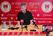 16 May 2024; Stephen Kenny during a press conference after being unveiled as the new St Patrick's Athletic manager at Richmond Park in Dublin. Photo by Stephen McCarthy/Sportsfile