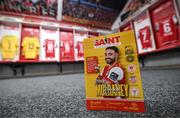 17 May 2024; A detailed view of the match programme in the St Patrick's Athletic dressing room before the SSE Airtricity Men's Premier Division match between St Patrick's Athletic and Derry City at Richmond Park in Dublin. Photo by Stephen McCarthy/Sportsfile
