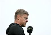 17 May 2024; Shelbourne manager Damien Duff speaks to LOI TV before the SSE Airtricity Men's Premier Division match between Shelbourne and Waterford at Tolka Park in Dublin. Photo by David Fitzgerald/Sportsfile
