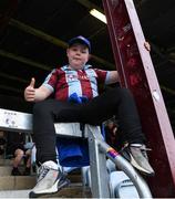 17 May 2024; Drogheda United supporter Charlie Reynolds, aged nine, before the SSE Airtricity Men's Premier Division match between Drogheda United and Galway United at Weavers Park in Drogheda, Louth.  Photo by Shauna Clinton/Sportsfile