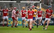 17 May 2024; Adam O’Sullivan of Cork celebrates victory at the final whistle of the oneills.com Munster GAA U20 Hurling Championship semi-final match between Clare and Cork at Cusack Park in Ennis, Clare. Photo by Brendan Moran/Sportsfile