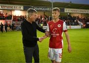17 May 2024; St Patrick's Athletic manager Stephen Kenny and Alex Nolan after the SSE Airtricity Men's Premier Division match between St Patrick's Athletic and Derry City at Richmond Park in Dublin. Photo by Stephen McCarthy/Sportsfile