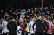 17 May 2024; Dundalk supporters celebrate after the SSE Airtricity Men's Premier Division match between Dundalk and Shamrock Rovers at Oriel Park in Dundalk, Louth. Photo by Ramsey Cardy/Sportsfile