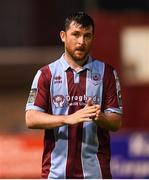 17 May 2024; Ryan Brennan of Drogheda United acknowledges supporters after his side's defeat in the SSE Airtricity Men's Premier Division match between Drogheda United and Galway United at Weavers Park in Drogheda, Louth.  Photo by Shauna Clinton/Sportsfile