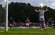 17 May 2024; Cameron McJannet of Derry City clears a goalbound shot during the SSE Airtricity Men's Premier Division match between St Patrick's Athletic and Derry City at Richmond Park in Dublin. Photo by Stephen McCarthy/Sportsfile