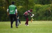 18 May 2024; Shariq Nasir of Galway in action during the Cricket Ireland National Cup Round One match between Limerick and County Galway at The Manor Fields in Adare, Limerick. Photo by Tom Beary/Sportsfile