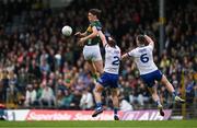 18 May 2024; David Clifford of Kerry gathers a pass ahead of Ryan Wylie and Killian Lavelle of Monaghan during the GAA Football All-Ireland Senior Championship Round 1 match between Kerry and Monaghan at Fitzgerald Stadium in Killarney, Kerry. Photo by Brendan Moran/Sportsfile