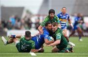 18 May 2024; Suleiman Hartzenberg of DHL Stormers is tackled by David Hawkshaw of Connacht during the United Rugby Championship match between Connacht and DHL Stormers at The Sportsground in Galway. Photo by Michael P Ryan/Sportsfile