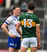 18 May 2024; Conor McManus of Monaghan, left, and David Clifford of Kerry after the GAA Football All-Ireland Senior Championship Round 1 match between Kerry and Monaghan at Fitzgerald Stadium in Killarney, Kerry. Photo by Brendan Moran/Sportsfile