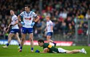 18 May 2024; Jason Irwin of Monaghan, left, and Paudie Clifford of Kerry during the GAA Football All-Ireland Senior Championship Round 1 match between Kerry and Monaghan at Fitzgerald Stadium in Killarney, Kerry. Photo by Brendan Moran/Sportsfile