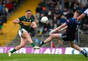 18 May 2024; Joe O'Connor of Kerry has a shot saved by Monaghan goalkeeper Rory Beggan during the GAA Football All-Ireland Senior Championship Round 1 match between Kerry and Monaghan at Fitzgerald Stadium in Killarney, Kerry. Photo by Brendan Moran/Sportsfile