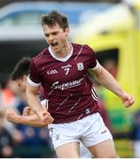 18 May 2024; Liam Silke of Galway celebrates his side's first goal, scored by Seán Kelly, not pictured, during the GAA Football All-Ireland Senior Championship Round 1 match between Galway and Derry at Pearse Stadium in Galway. Photo by Stephen McCarthy/Sportsfile