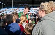 18 May 2024; Diarmuid O'Connor of Mayo with supporters after the GAA Football All-Ireland Senior Championship Round 1 match between Mayo and Cavan at Hastings Insurance MacHale Park in Castlebar, Mayo. Photo by Stephen Marken/Sportsfile