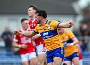 18 May 2024; Aaron Griffin of Clare celebrates scoring a goal, in the 44th minute, during the GAA Football All-Ireland Senior Championship Round 1 match between Clare and Cork at Cusack Park in Ennis, Clare. Photo by Ray McManus/Sportsfile