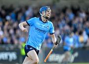 18 May 2024; Brian Hayes of Dublin celebrates after scoring his side's second goal during the Leinster GAA Hurling Senior Championship Round 4 match between Dublin and Kilkenny at Parnell Park in Dublin. Photo by Daire Brennan/Sportsfile