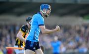 18 May 2024; Brian Hayes of Dublin celebrates after scoring his side's second goal during the Leinster GAA Hurling Senior Championship Round 4 match between Dublin and Kilkenny at Parnell Park in Dublin. Photo by Daire Brennan/Sportsfile