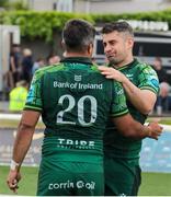 18 May 2024; Connacht players Tiernan O’Halloran left, and Jarrad Butler after the United Rugby Championship match between Connacht and DHL Stormers at The Sportsground in Galway. Photo by Michael P Ryan/Sportsfile