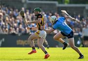18 May 2024; Eoin Cody of Kilkenny in action against Conor Donohoe of Dublin during the Leinster GAA Hurling Senior Championship Round 4 match between Dublin and Kilkenny at Parnell Park in Dublin. Photo by Daire Brennan/Sportsfile
