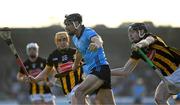 18 May 2024; Danny Sutcliffe of Dublin in action against David Blanchfield of Kilkenny during the Leinster GAA Hurling Senior Championship Round 4 match between Dublin and Kilkenny at Parnell Park in Dublin. Photo by Daire Brennan/Sportsfile