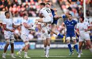 18 May 2024; Ethan McIlroy of Ulster and Hugo Keenan of Leinster during the United Rugby Championship match between Ulster and Leinster at Kingspan Stadium in Belfast. Photo by Ramsey Cardy/Sportsfile