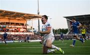 18 May 2024; Jacob Stockdale of Ulster celebrates after scoring his side's second try during the United Rugby Championship match between Ulster and Leinster at Kingspan Stadium in Belfast. Photo by Harry Murphy/Sportsfile