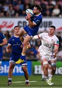 18 May 2024; Hugo Keenan of Leinster catches a high ball during the United Rugby Championship match between Ulster and Leinster at Kingspan Stadium in Belfast. Photo by Harry Murphy/Sportsfile