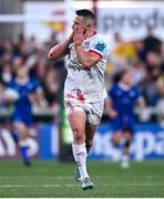 18 May 2024; John Cooney of Ulster celebrates after kicking a penalty during the United Rugby Championship match between Ulster and Leinster at Kingspan Stadium in Belfast. Photo by Ramsey Cardy/Sportsfile