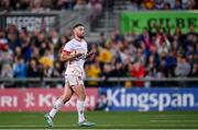 18 May 2024; John Cooney of Ulster celebrates kicking the winning penalty kick during the United Rugby Championship match between Ulster and Leinster at Kingspan Stadium in Belfast. Photo by Harry Murphy/Sportsfile