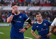 18 May 2024; James Ryan, left, and Luke McGrath of Leinster after their side's defeat in the United Rugby Championship match between Ulster and Leinster at Kingspan Stadium in Belfast. Photo by Harry Murphy/Sportsfile