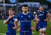 18 May 2024; Hugo Keenan of Leinster, centre, after his side's defeat in the United Rugby Championship match between Ulster and Leinster at Kingspan Stadium in Belfast. Photo by Harry Murphy/Sportsfile