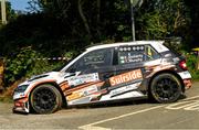 19 May 2024; Eddie Doherty and Tom Murphy in their Skoda Fabia R5 compete during the Carlow Stages Rally Round 4 of the Triton Showers National Rally Championship in Carlow. Photo by Philip Fitzpatrick/Sportsfile