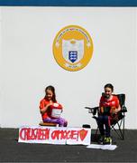 19 May 2024; Six year old Lottie O'Grady and her sister Elsie, nine years, playing the Concertina, in support of Crusheen Camogie Club, before Munster GAA Hurling Senior Championship Round 4 match between Clare and Waterford at Cusack Park in Ennis, Clare. Photo by Ray McManus/Sportsfile