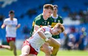 19 May 2024; Cormac Devlin of Tyrone in action against Darragh O'Connor of Kerry during the EirGrid GAA Football All-Ireland U20 Championship final match between Kerry and Tyrone at Laois Hire O’Moore Park in Portlaoise, Laois. Photo by Harry Murphy/Sportsfile