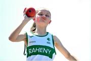 19 May 2024; Sienna Lily Boyce, age 13, from Raheny, Dublin competing in the Shot Putt as young athletes begin 100-day countdown to Paralympics 2024. IWA-Sport para-athletes pictured at the annual Jamie Boyle Games, Para Athletics Grand Prix 2024, which took place in Templemore Athletics Club, Tipperary, on Sunday 19th May, hosted by Irish Wheelchair Association, IWA-Sport. The event saw IWA Sport para-athletes competing in field and track events varying from U8 to senior athletes. Photo by David Fitzgerald/Sportsfile