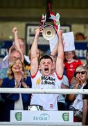 19 May 2024; Tyrone captain Michael Rafferty lifts the cup after the EirGrid GAA Football All-Ireland U20 Championship final match between Kerry and Tyrone at Laois Hire O’Moore Park in Portlaoise, Laois. Photo by Harry Murphy/Sportsfile