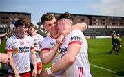 19 May 2024; Conor Owens and Ronan Cassidy of Tyrone after their side's victory in the EirGrid GAA Football All-Ireland U20 Championship final match between Kerry and Tyrone at Laois Hire O’Moore Park in Portlaoise, Laois. Photo by Harry Murphy/Sportsfile