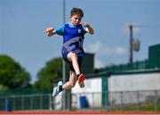19 May 2024; Quincy Burke, age 13, from Abbeyleix, Laois competing in the long jump as young athletes begin 100-day countdown to Paralympics 2024. IWA-Sport para-athletes pictured at the annual Jamie Boyle Games, Para Athletics Grand Prix 2024, which took place in Templemore Athletics Club, Tipperary, on Sunday 19th May, hosted by Irish Wheelchair Association, IWA-Sport. The event saw IWA Sport para-athletes competing in field and track events varying from U8 to senior athletes. Photo by David Fitzgerald/Sportsfile