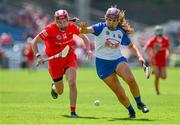 19 May 2024; Katrina Mackey of Cork in action against Iona Heffernan of Waterford during the Munster Senior Camogie Championship final match between Cork and Waterford at FBD Semple Stadium in Thurles, Tipperary. Photo by Brendan Moran/Sportsfile