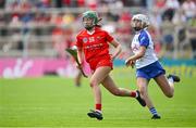 19 May 2024; Cliona Healy of Cork in action against Sarah Lacey of Waterford during the Munster Senior Camogie Championship final match between Cork and Waterford at FBD Semple Stadium in Thurles, Tipperary. Photo by Brendan Moran/Sportsfile