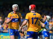 19 May 2024; Conor Cleary and Conor Leen of Clare celebrate after the Munster GAA Hurling Senior Championship Round 4 match between Clare and Waterford at Cusack Park in Ennis, Clare. Photo by Ray McManus/Sportsfile