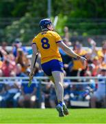 19 May 2024; David Fitzgerald of Clare celebrates scoring his side's second goal, in the 27th minute, during the Munster GAA Hurling Senior Championship Round 4 match between Clare and Waterford at Cusack Park in Ennis, Clare. Photo by Ray McManus/Sportsfile