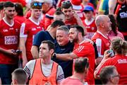 19 May 2024; Cork manager Pat Ryan celebrates with supporters after the Munster GAA Hurling Senior Championship Round 4 match between Tipperary and Cork at FBD Semple Stadium in Thurles, Tipperary. Photo by Daire Brennan/Sportsfile